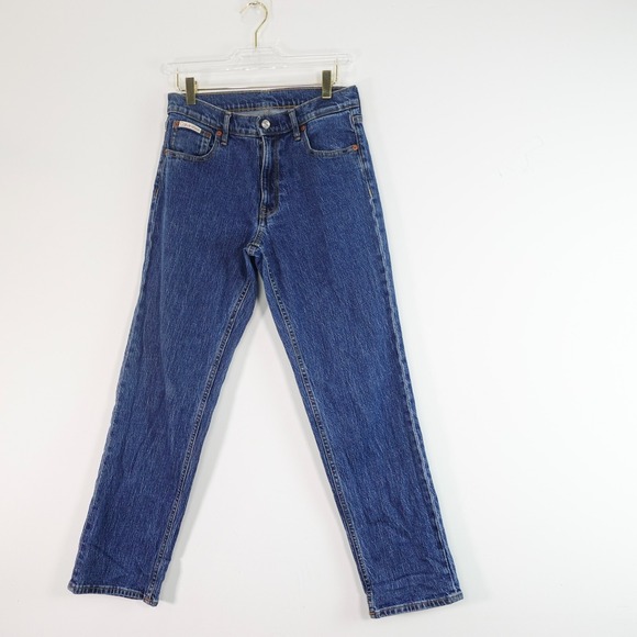 Calvin Klein Womens Jeans W27 Blue‎ Original Straight Fit Denim Logo Tab 27/28 - Picture 1 of 14